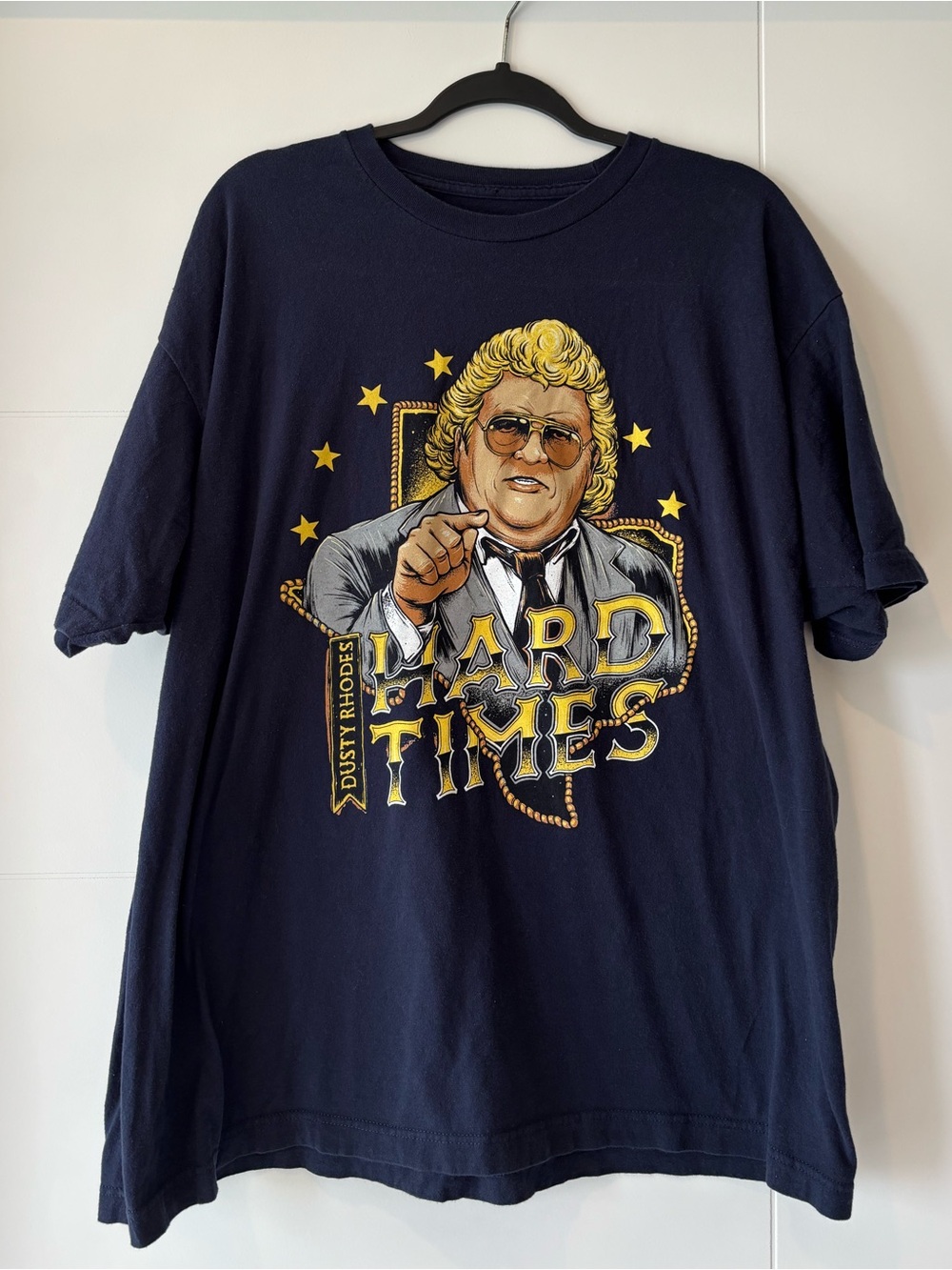 Dusty Rhodes "Hard Times" Graphic Tee - Navy WWE- Unisex Size XXL